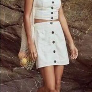 Lost + Wander White Button-Front Skirt size medium